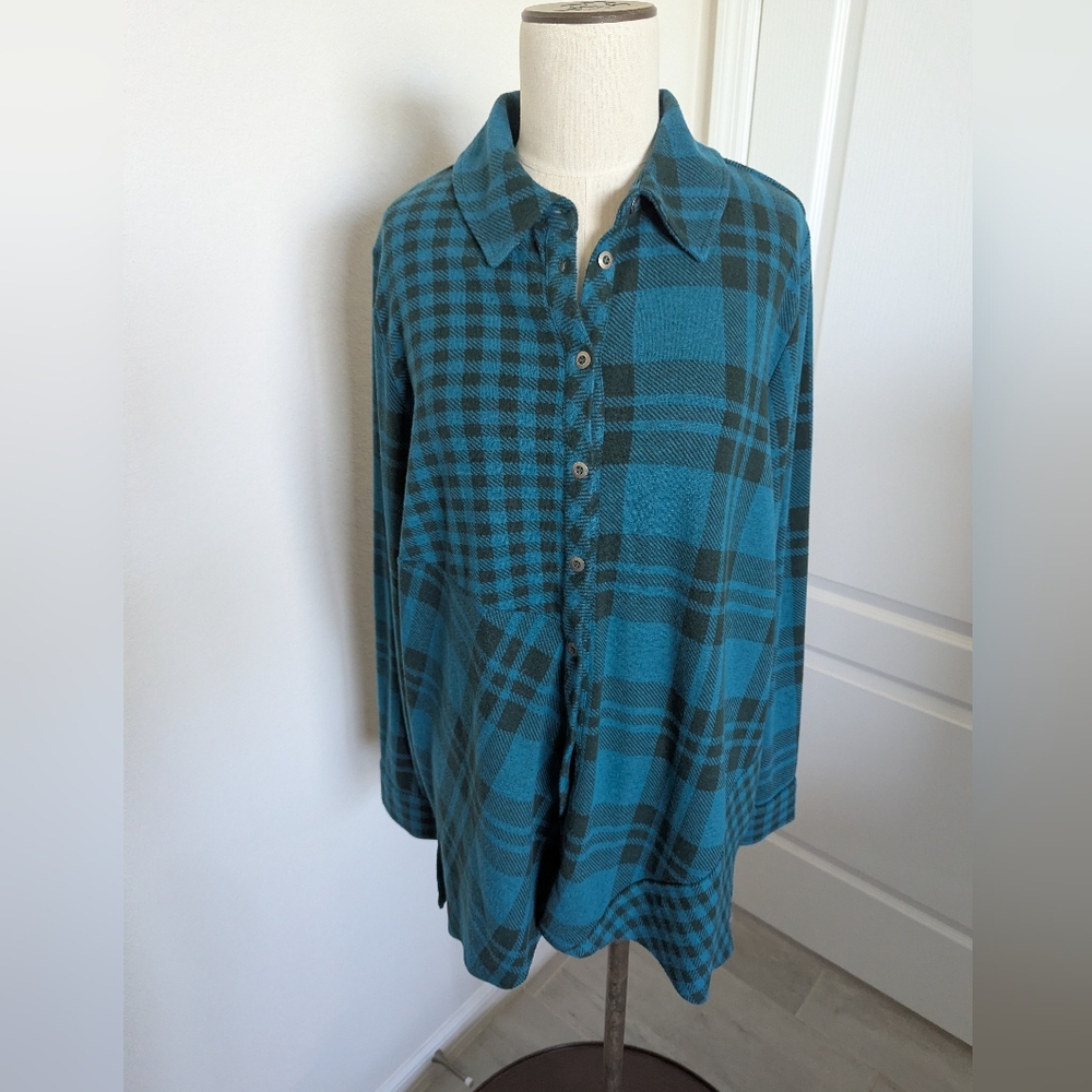 Soft Surroundings Teal Knit Top